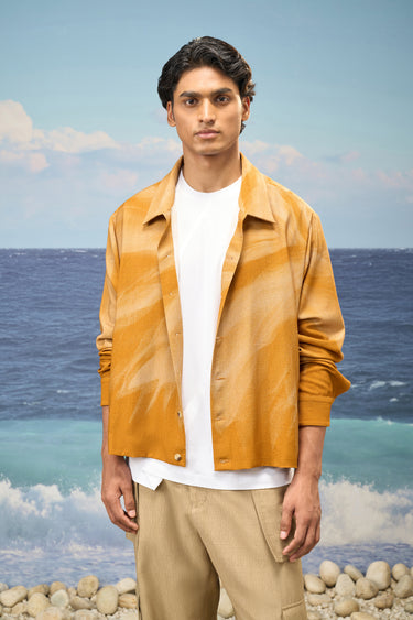 Caramel jacket for women with regular fit and clean silhouette
