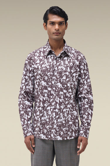 Premium Printed Shirt in Chocolate Brown