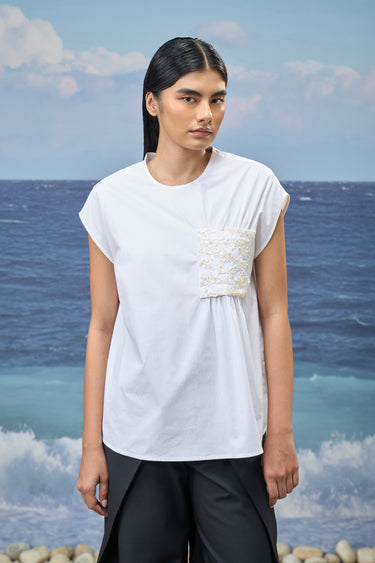 White sleeveless top for women with relaxed fit and clean silhouette