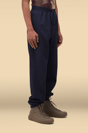 Premium Navy Seersucker Joggers