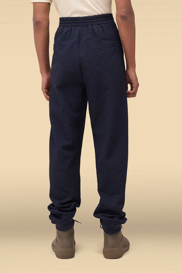 Premium Navy Seersucker Joggers