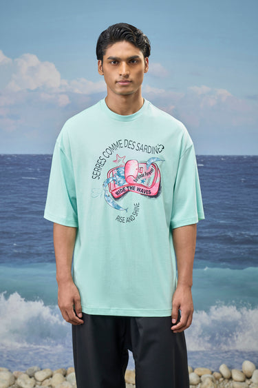 Mint Green Premium Cotton Single Jersey Graphic T-Shirt