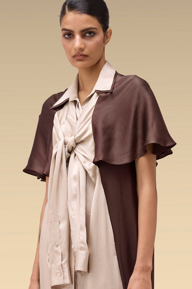 Premium Colour-Blocked Cape Kaftan - Crepe