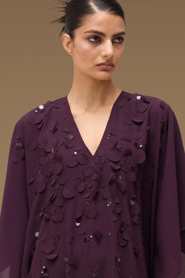 Premium Petal Applique Kaftan - Light Crepe