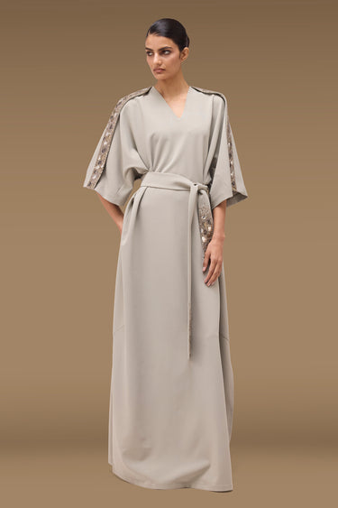 Premium Embellished Panel Kaftan - Crepe