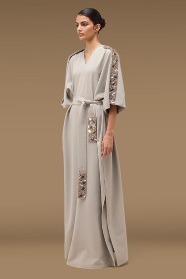 Premium Embellished Panel Kaftan - Crepe