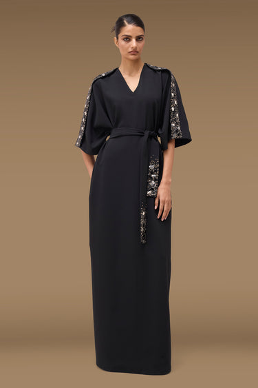 Premium Embellished Panel Kaftan - Crepe