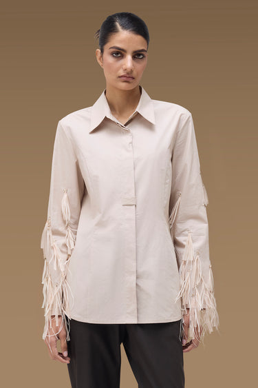 Premium Feather Trim Tailored Shirt - Cotton Poplin