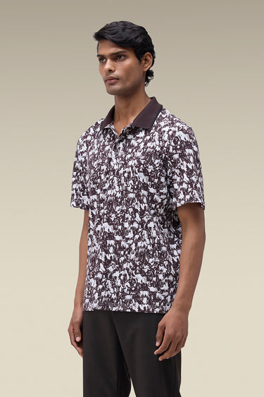 Premium Printed Polo in Chocolate Brown