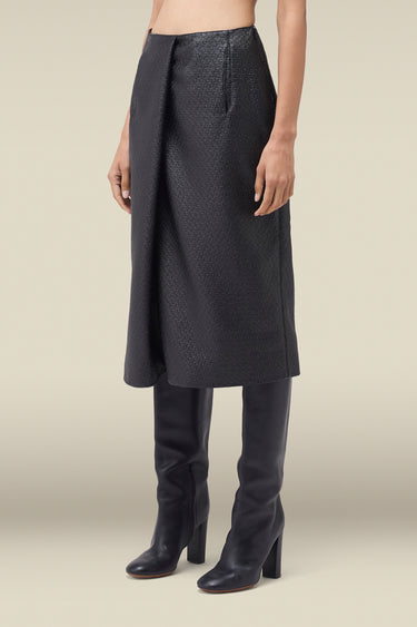 Premium Pleat Front A-Line Skirt - PU Leather
