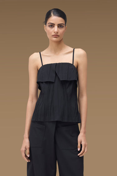 Premium Beaded Pleat Camisole Top - Poly Viscose