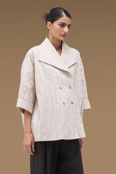 Premium Corded Bead Oversize Shirt - Cotton Poplin
