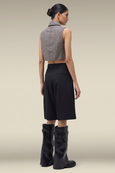 Premium Cropped Double Breasted Gilet - Poly Linen