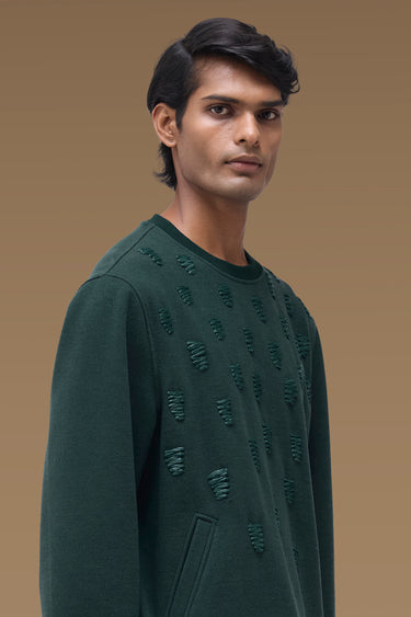 Premium Thread Detail Sweatshirt in Midnight Green