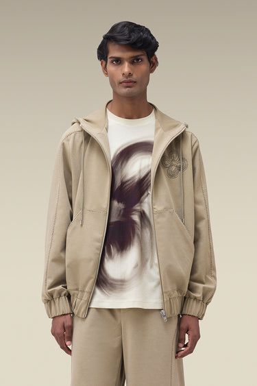 Premium Zip Through Hoodie in Sage Green
