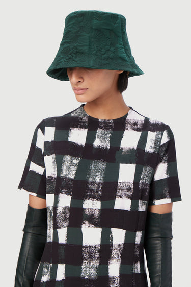 Slim Fit Round Neck Dress with All-Over Large Checks Print - Genes Lecoanet Hemant