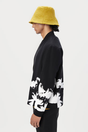 Stylish Regular Fit Bomber Jacket with Gingko Print - Genes Lecoanet Hemant
