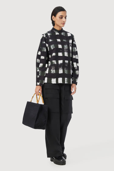 Easy Fit Sweatshirt with All-Over Large Checks Print - Genes Lecoanet Hemant