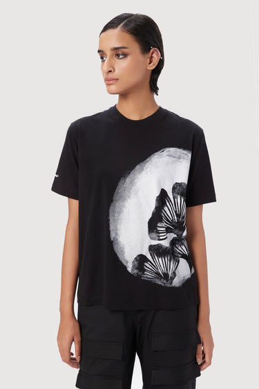 Regular Fit T-Shirt with a Bold Large Gingko Stamp Print Placement - Genes Lecoanet Hemant