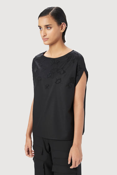 Easy Fit Boat Neck Top with Drop Shoulders - Genes Lecoanet Hemant