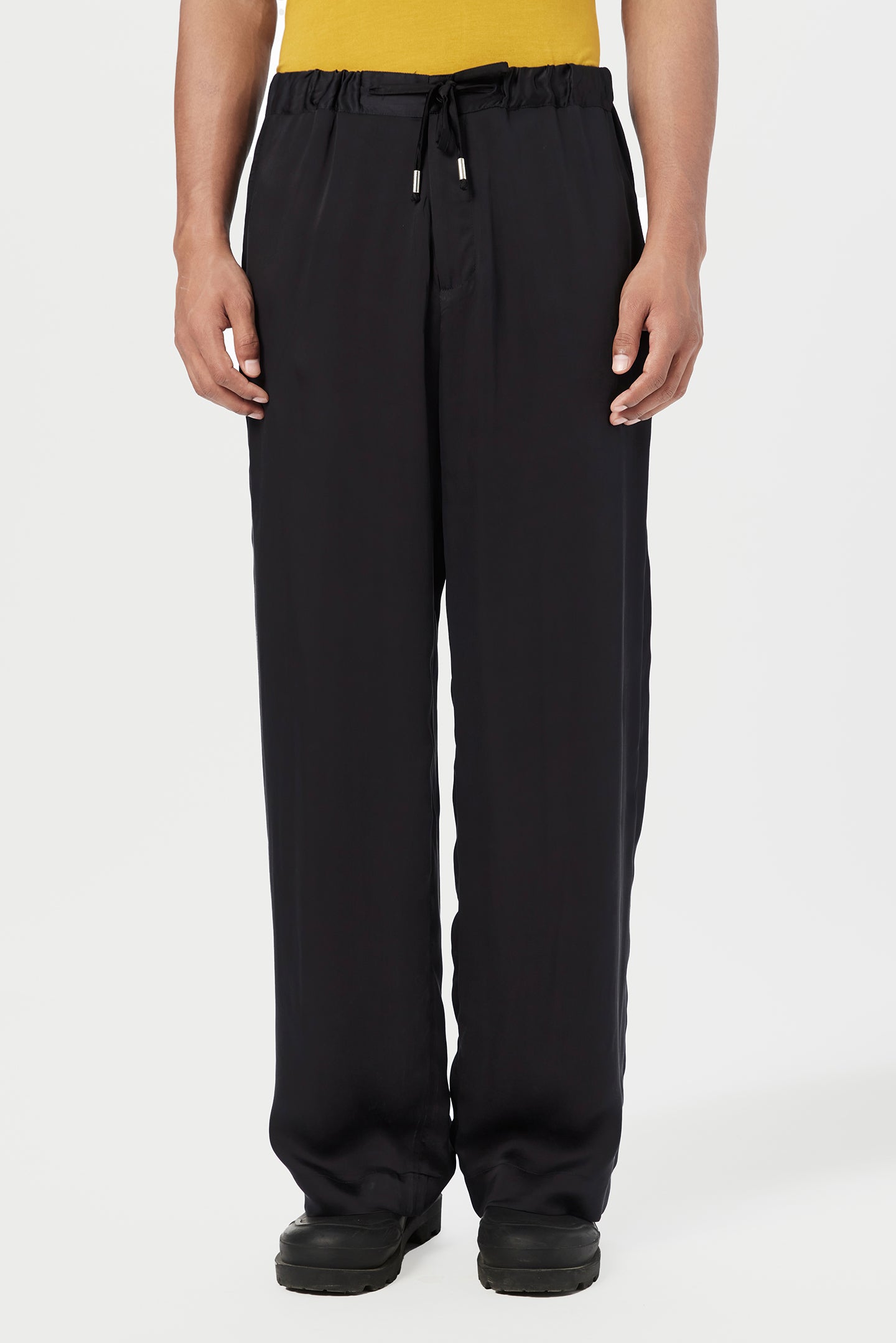 Straight Fit Trousers with Front Drawstrings