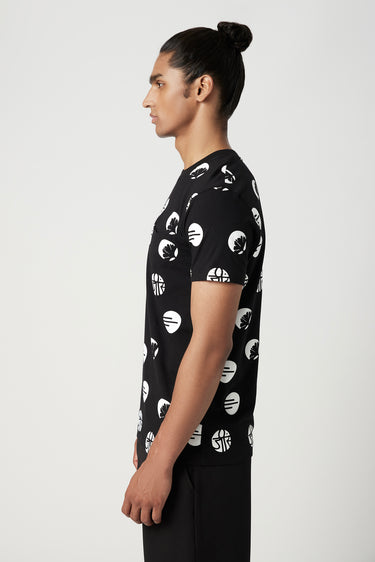 Regular Fit T-Shirt with All-Over Stamp Print - Genes Lecoanet Hemant