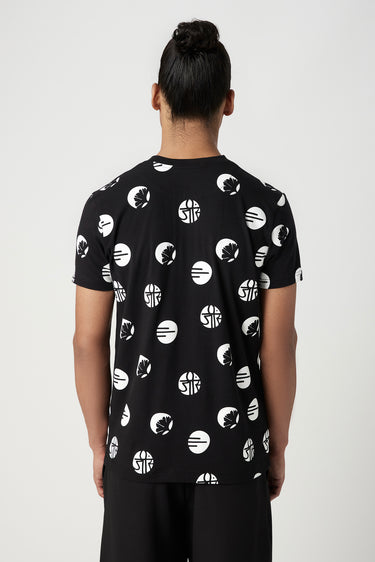 Regular Fit T-Shirt with All-Over Stamp Print - Genes Lecoanet Hemant