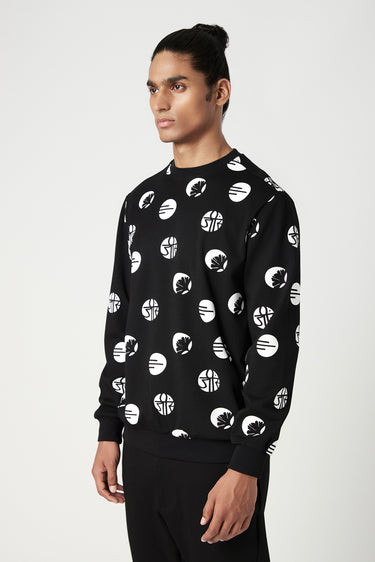 Relaxed Fit Sweatshirt with All-Over Stamp Print - Genes Lecoanet Hemant