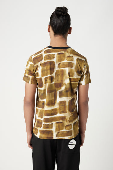 Regular Fit T-Shirt in All-Over Abstract Check Print - Genes Lecoanet Hemant