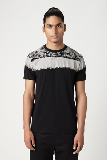 Classic Fit T-Shirt with Placement of Bold Large Stripes - Genes Lecoanet Hemant