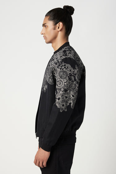 Regular Fit Bomber Jacket with Front Zipper Detail Black - Genes Lecoanet Hemant
