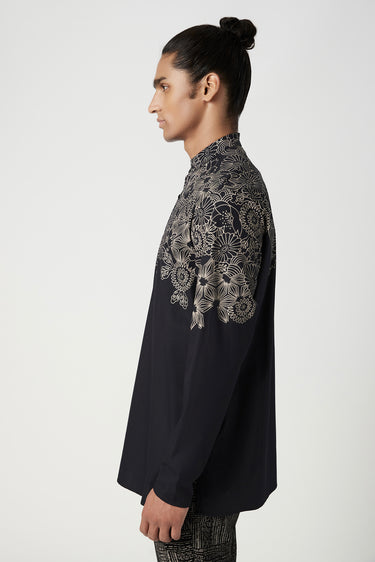 Regular Fit Band Collar Short Kurta with Placket Opening - Genes Lecoanet Hemant