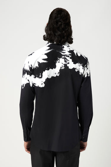Regular Fit Button-Up Shirt with Gingko Print Placement - Genes Lecoanet Hemant