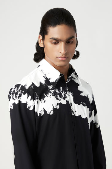 Regular Fit Button-Up Shirt with Gingko Print Placement - Genes Lecoanet Hemant