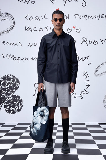 Cotton Poplin Regular Fit Shirt- Black - Genes Online Store