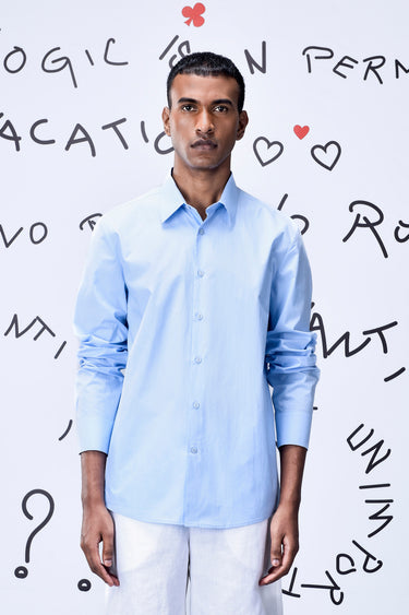 Cotton Poplin Regular Fit Shirt- Light Blue - Genes Online Store