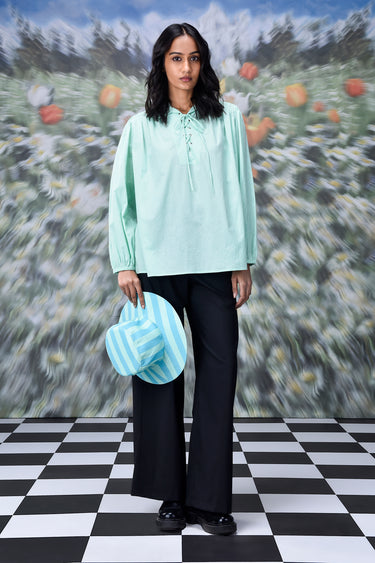 Malmal Lace up Relax Fit Top- Nile Green - Genes Online Store