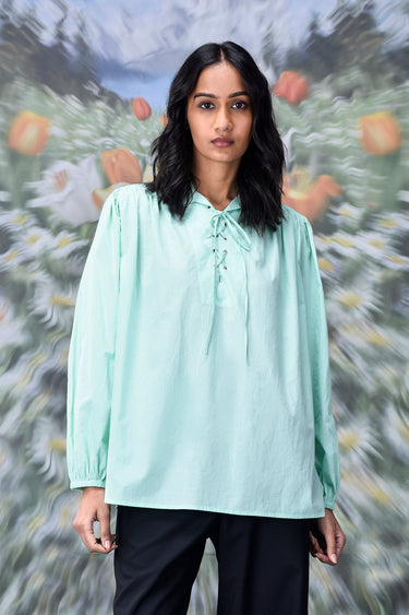 Malmal Lace up Relax Fit Top- Nile Green - Genes Online Store