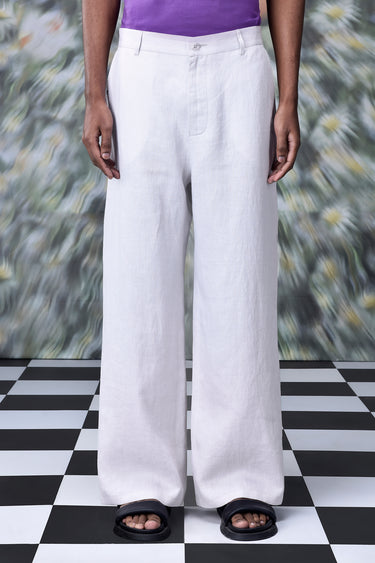 Pearl Grey Linen Trousers - Genes Online Store
