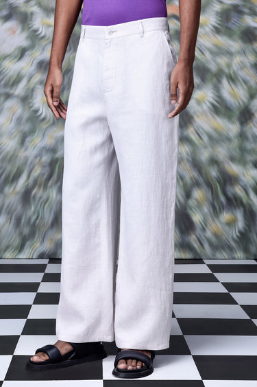 Pearl Grey Linen Trousers - Genes Online Store