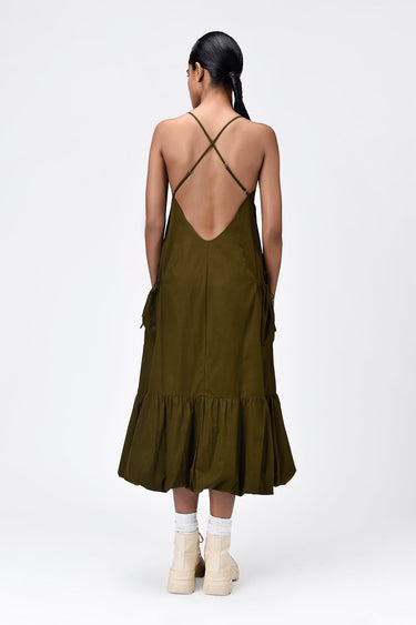 Slim Fit Dress with Strap Back-Khaki - Genes Lecoanet Hemant