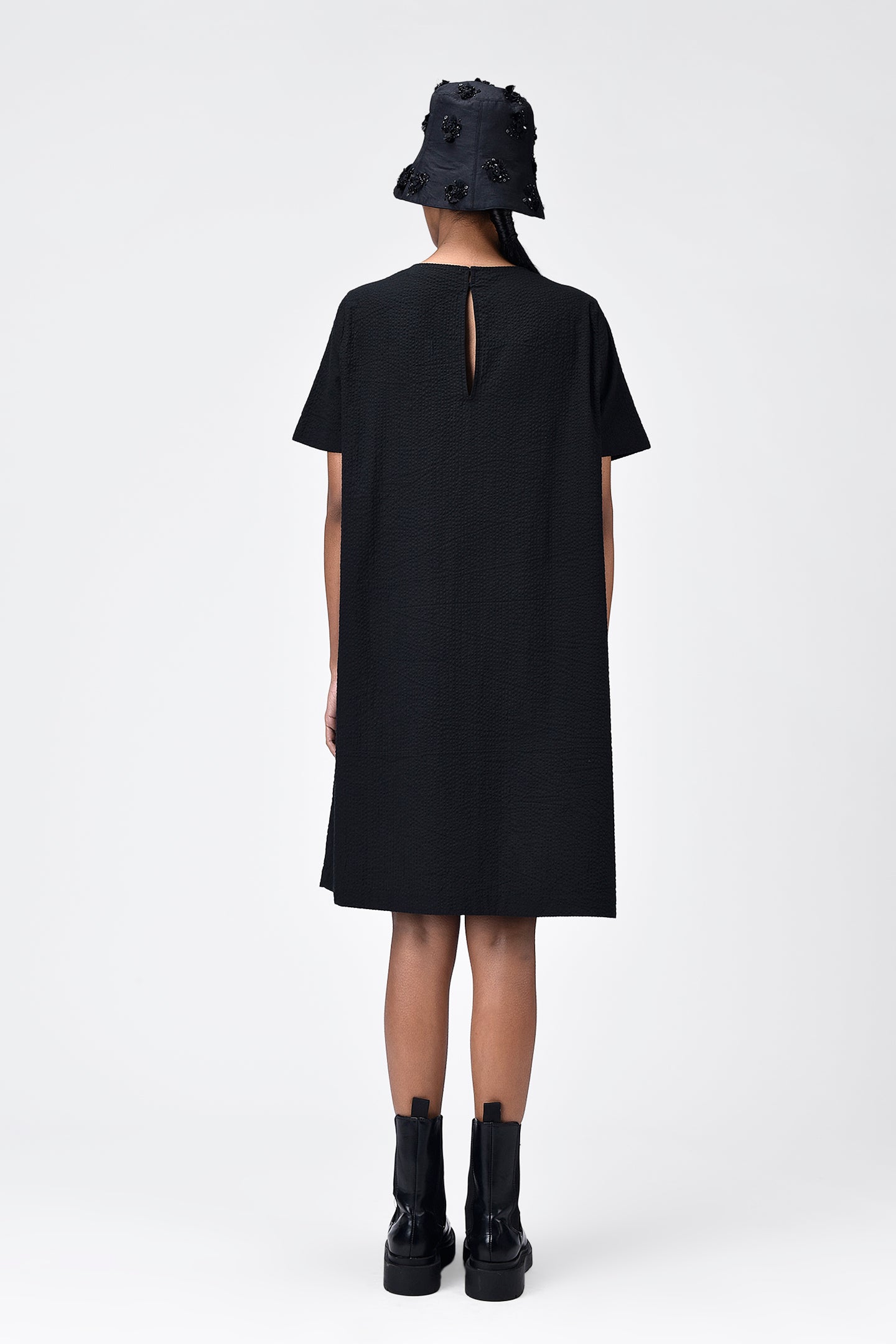Easy-Fit Solid Dress with Patch Pockets