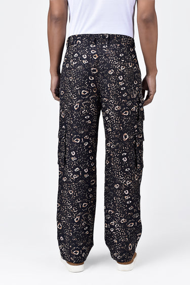 Easy Fit Linen Herringbone Cargo with Animal Print