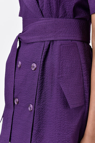 Straight Fit Dress With Tie-Up Waist-Amethyst - Genes Lecoanet Hemant