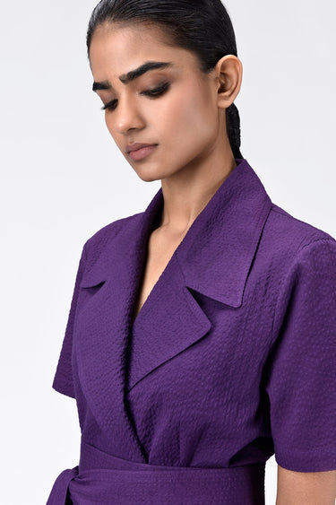 Straight Fit Dress With Tie-Up Waist-Amethyst - Genes Lecoanet Hemant