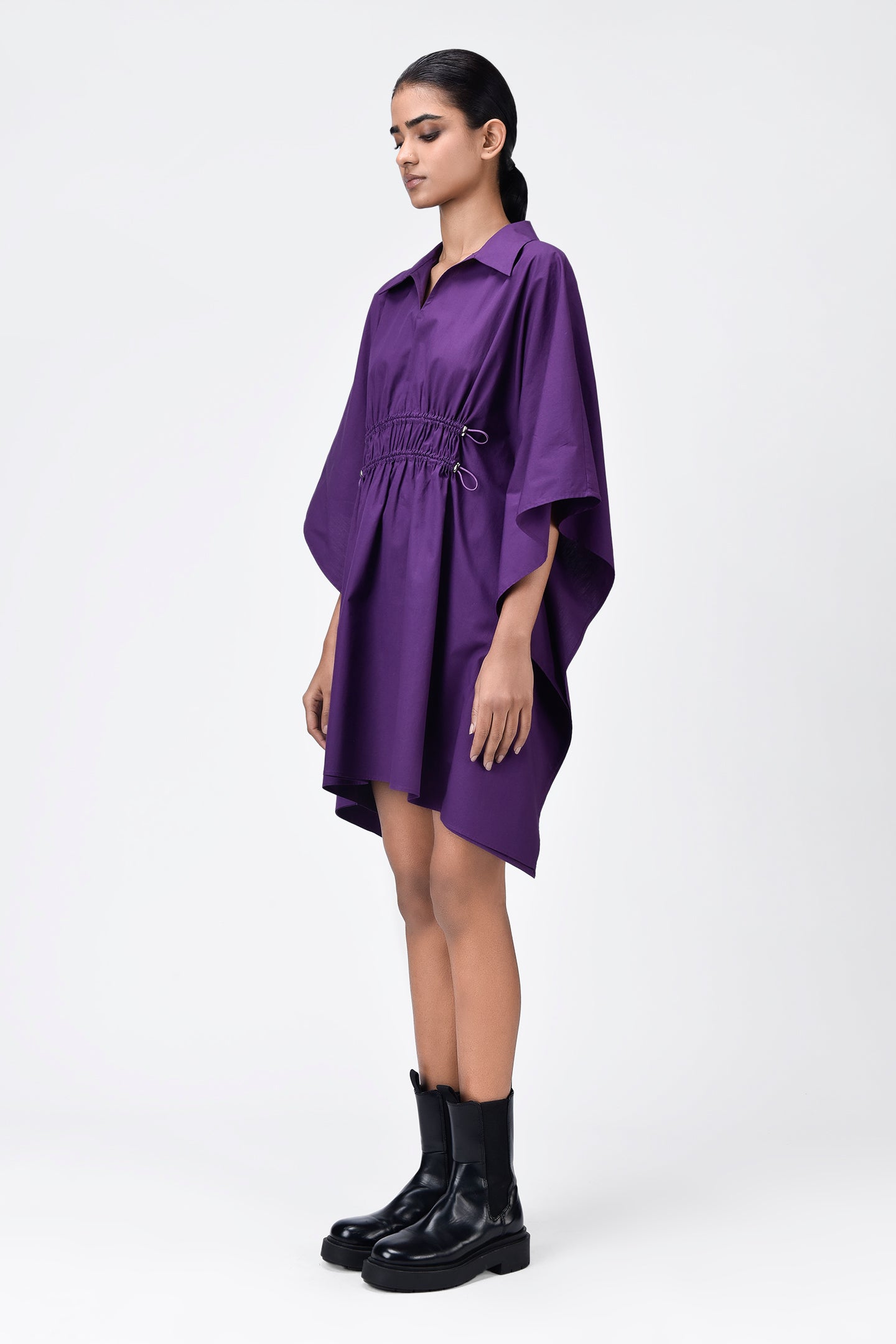 Oversized Shirt with Front Gathered Detail