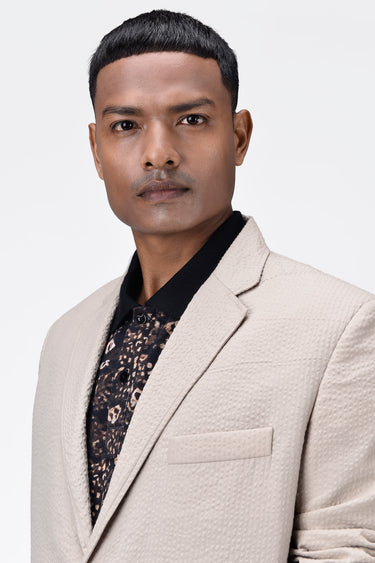 Regular Fit Seersucker Jacket with Flap Pockets