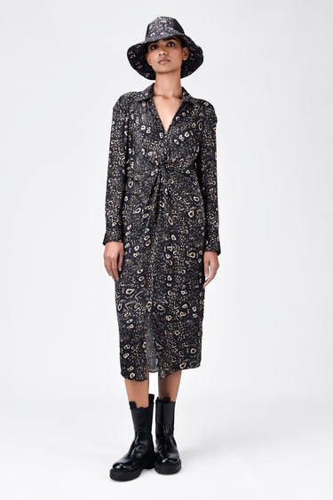 Straight Fit Shirt Dress with Front Knot - Genes Lecoanet Hemant