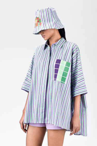 Multicolor Stripe Print Cotton Oversized Shirt - Genes Lecoanet Hemant