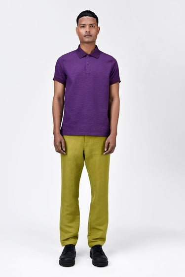 Regular Fit Polo with DTM Collar-Amethyst - Genes Lecoanet Hemant